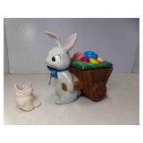 Ceramic Easter Bunny Candy Dish Rabbit Pulling