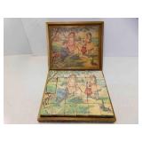 Antique Victorian 6-Sided Lithograph Wooden Block
