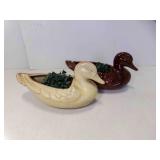 Pair of Frankoma Pottery Mallard Duck Planters
