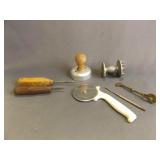 2 Vintage Wooden Handled Awls Used For