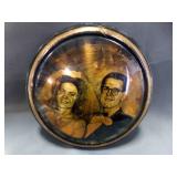 Round Metal Tin Type Photo of Couple
