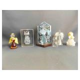 6 Delicate Glass Angels - Mouth Blown Spun