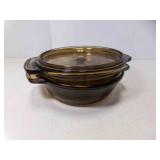 2 Vintage Pyrex Vision Amber-Colored Glass