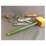 Vintage Trident-Style Meat Tenderizer With Wooden