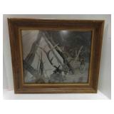 Framed Black & White Photo Elk - Picture is Stuck