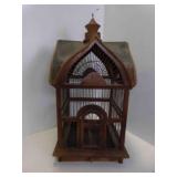 Vintage French Style wood Birdcage Metal Gabled