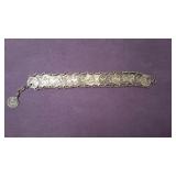 Vintage Silver Tone 18 Coin Bracelet Astrological