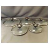5 Various Size Tempered Glass Lids - Farberware