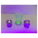 Vintage Green Glow Uranium Juice Glass HAS CRACK
