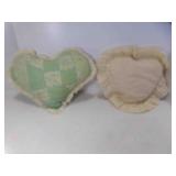 OLD Vintage Hand Made Heart Shaped Pillows