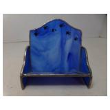 Blue & White Swirl Glass Business Card Holder