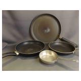 4 Assorted Used Nonstick Frying Pans & a Skillet