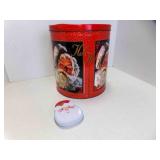 1995 Christmas Santa Popcorn Tin & Mini Metal Gift
