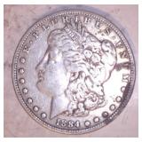 1884 MORGAN DOLLAR, NO MARKINGS