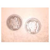 1911 and 1912 BARBER DIME; 1898 HALF DOLLAR, O 1911 and 1912 BARBER DIME; 1898 HALF DOLLAR, O