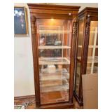 Walnut show/China cabinet, lights work, 14½" deep