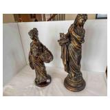 Bronze Arteriors Statue "Maiden hold fruit basket"