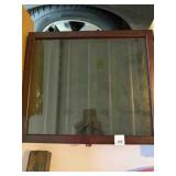 small  wood display case, 15" x 13"