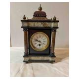 French mantle clock, key wind, 12" tall, w/key