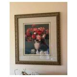 Antique style floral  print in ornate 37½" x 33½"