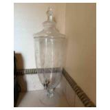 Etched glass drink dispenser, 25" tall