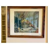 2-floral prints & frames; 26½" x 22½", 27½" x21½"