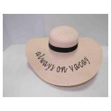 Weaved Floppy Sun Hat Embroidered "Always on