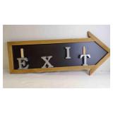 35" x 10ï¿½" Rustic Wooden Directional EXIT Sign