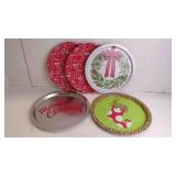5 12ï¿½" Christmas Themed Party Tin Platters