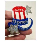 Vote Clinton Gore Earrings, 2 Donkey Pins, orange