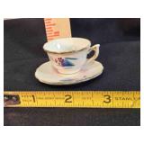 Miniature China teacup & saucer, 1" tall