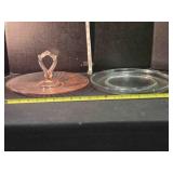 2 clear glass relish  trays