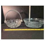 Mikasa lead crystal basket, vintage glass bowl