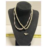 2 SW Style Artisan Necklaces-liquid silver & pink