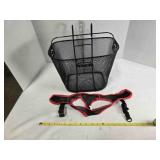 Wire bicycle basket, dog harness