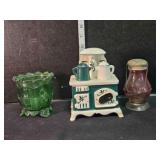 Ceramic stove jar, ruffled rim jar, shaker