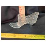 Clear Fenton glass ladies slipper, 6" long