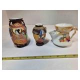 2 porcelain Japanese vases, Shaving mug