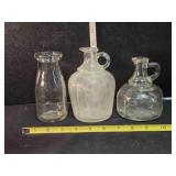 3 clear bottles, 5 3/8", 5ï¿½", 4ï¿½" tall