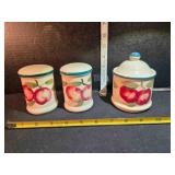 Apple pattern Salt & Pepper shakers, bowl w/lid