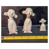 3 ceramic poodle figurines, 4" tall