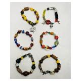 6 Glass Bead Millefiori Stretch Bead Bracelets