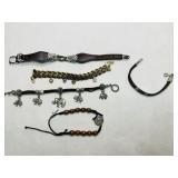 5 Leather style Bracelets in Brown & black
