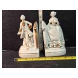 Porcelain Victorian couple figurine bookends