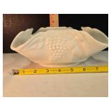 White milk glass banana boat fruit bowl
