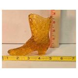 Vintage Fenton Daisy & Button Amber glass boot