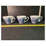 3 Blue Willow teacups