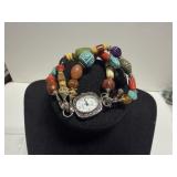 Triple Strand Gemstone Chunk bead Watch-Geneva