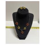 Metallic Hematite Bead Necklace & Clip-on Earrings