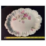 Dresden China platter, 11" across, flower motif